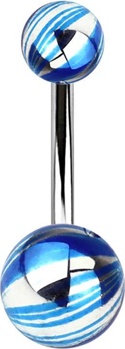 Produktbild Star Piercing Banane silber mit zwei Kugeln blau elektrisch Beschichtet (Chirurgenstahl 316L, ohne Messing)