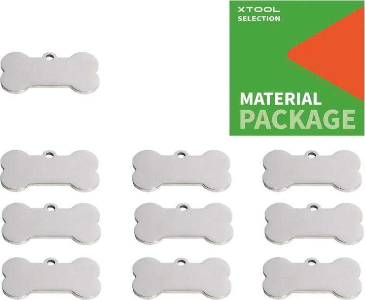 Actual product image XTool Bone-Shaped Stainless Steel Dog Tag - 10 pcs