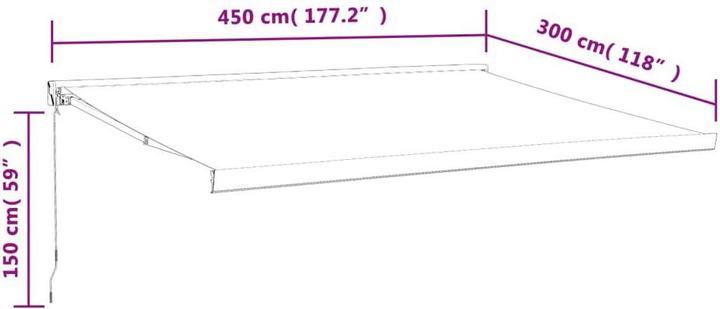 Actual product image VidaXL Hinged Arm Awning Yellow and White 4.5x3 m Fabric and (0.50 m)