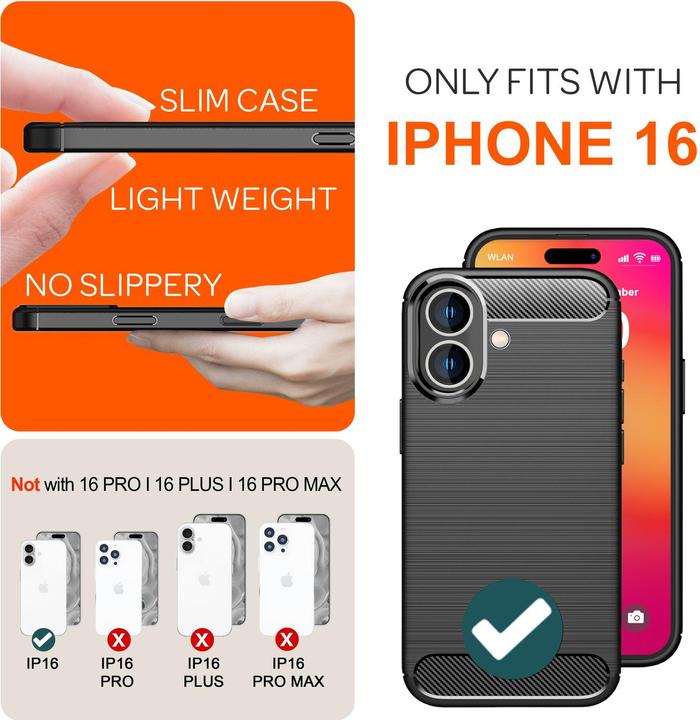 Immagine prodotto Nalia Copertura in silicone carbon look (Apple iPhone 16)