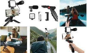 Image du produit LogiLink Kit vlogger avec lumière LED, microphone + trépied, pour smartphones 4,77