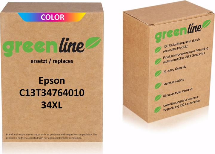 Inkadoo Cartouches d'encre greenline remplace les cartouches d'encre Epson C 13 T 34764010 / 34XL (Color)