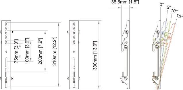 Image du produit Multibrackets Support à inclinaison VESA 300, métal, pour système Pro