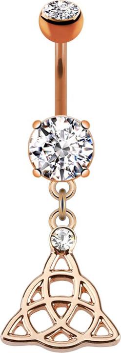 Produktbild Star Piercing Banane rosegold mit zwei Kugeln Kristall silber Anhänger Keltischer Knoten (Messing, Chirurgenstahl 316L)