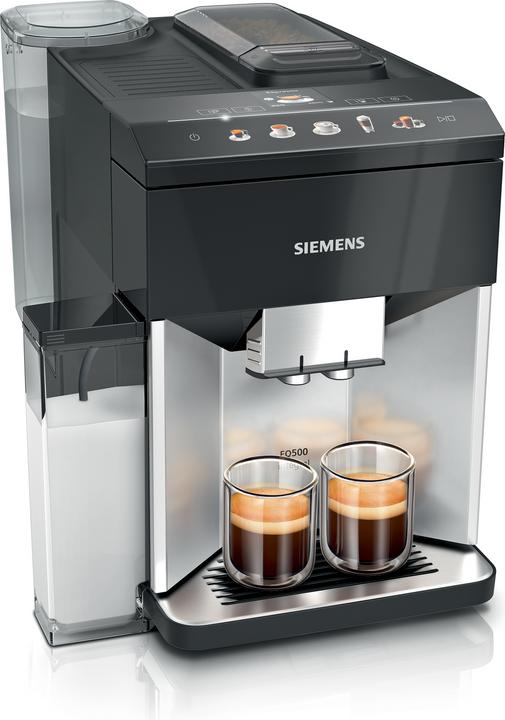 Produktbild Siemens Kaffeevollautomat, EQ500 integral, Daylight silver, Klavierlack schwarz, TQ513D01 (CH-Stecker)