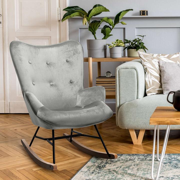 Actual product image CLP Sanka Velvet Rocking Chair, grey