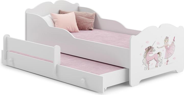 Immagine prodotto ADRK Furniture Letto matrimoniale con materassi XIMENA II BALLERINA CON UNICORN 160x80 (160 x 80 cm)