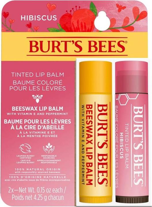 Burt's Bees Lip Balm Duo Gift Box (getönte Lippenpflege, Pflegestift)