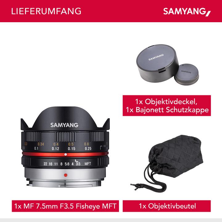 Image du produit Samyang 7.5mm f/3.5-22 MFT (Micro Four Thirds, APS-C / DX)