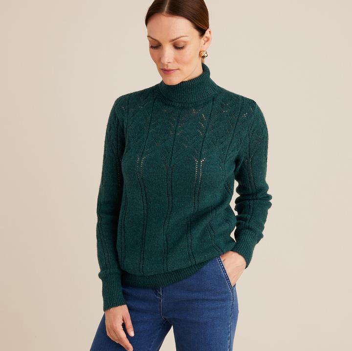 Image du produit Anne Weyburn Pull à col roulé en maille fine avec motif ajouré (38)