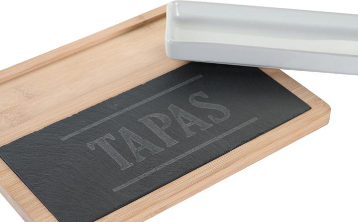 Produktbild DKD Home Decor Satz für Appetithäppchen 24 x 7 x 2,5 cm natürlich Schwarz Tafel