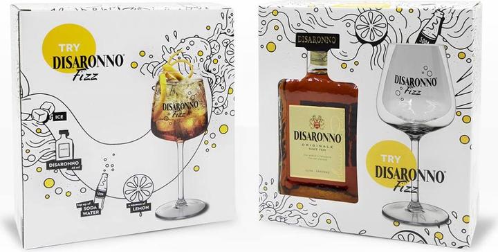 Produktbild Disaronno Amaretto Originale Likör mit Fizz Glas