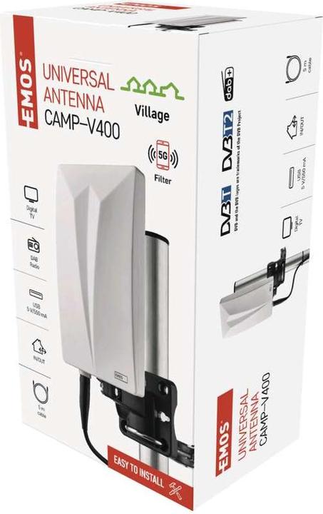 Immagine prodotto Emos Antenna universale VILLAGE CAMP-V400, DVB-T2, FM, DAB, LTE/4G/5G Filtro (DVB-T2, DVB-T, DAB+)