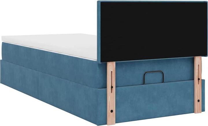 Actual product image VidaXL Ottoman bed with mattress dark blue 90x200 cm velvet (90 x 200 cm)