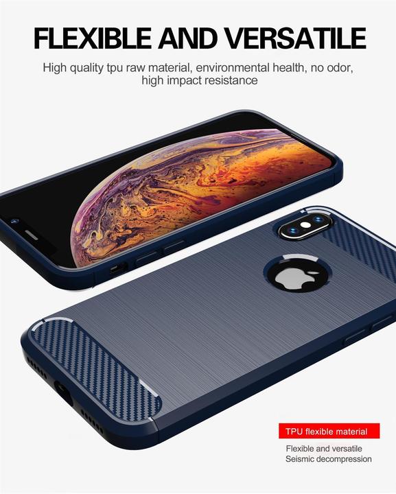 Produktbild Cadorabo TPU Ultra Slim carbon edelstahl Kombi Cover (Apple iPhone X)