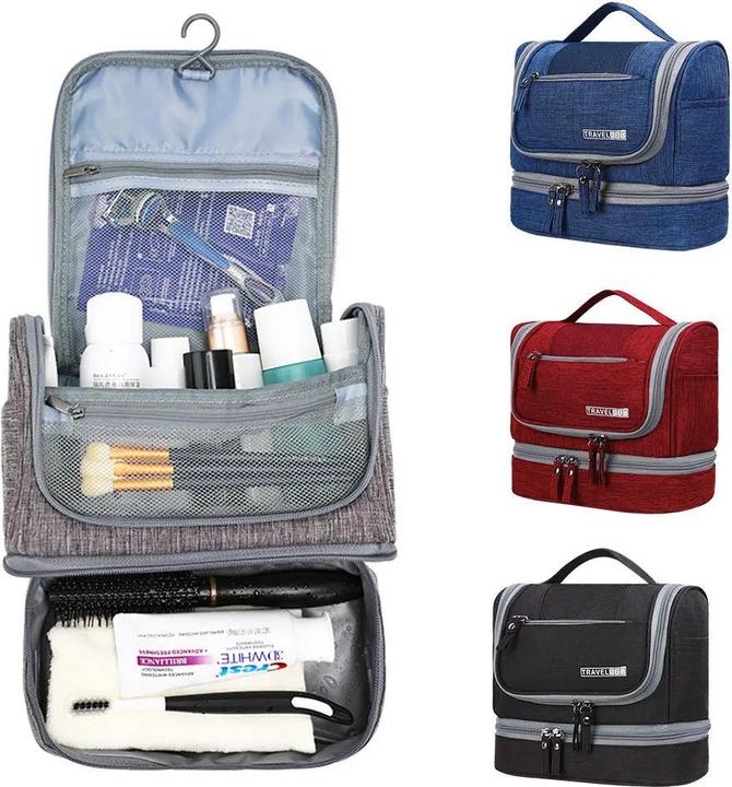 Produktbild Only-Bags.Store Necessaries Hanging Make Up Bag Travel Organizer Kosmetiktaschen Wash Toiletry Bag, grau