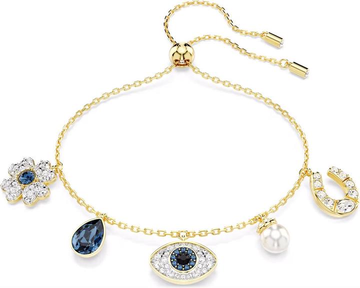 Swarovski Bracciale Symbolica con trifoglio portafortuna e ferro di cavallo in oro blu (24 cm, Metallo Swarovski)