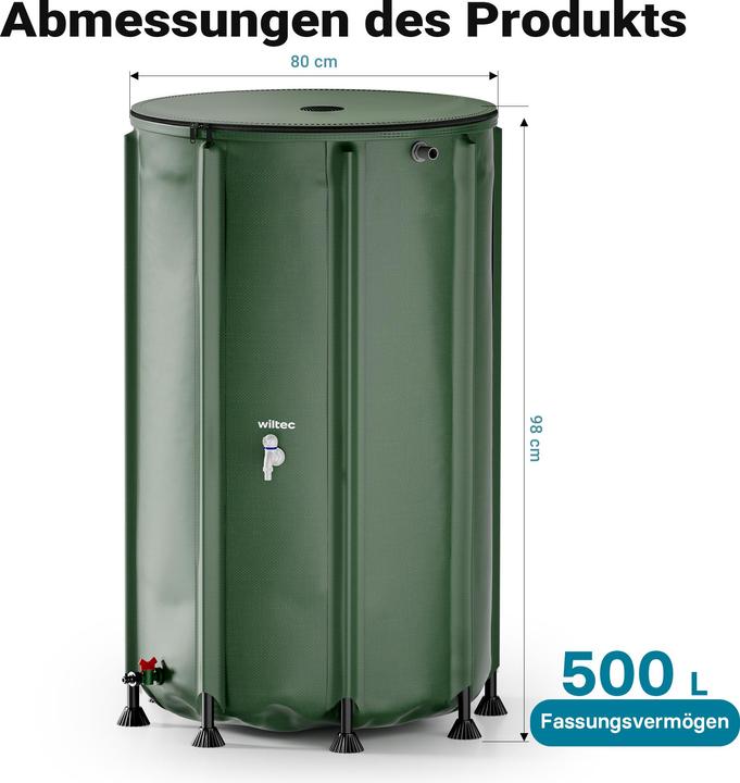 Actual product image Wiltec Foldable rainwater barrel 500l rainwater barrel water tank rain barrel water barrel (500 l)