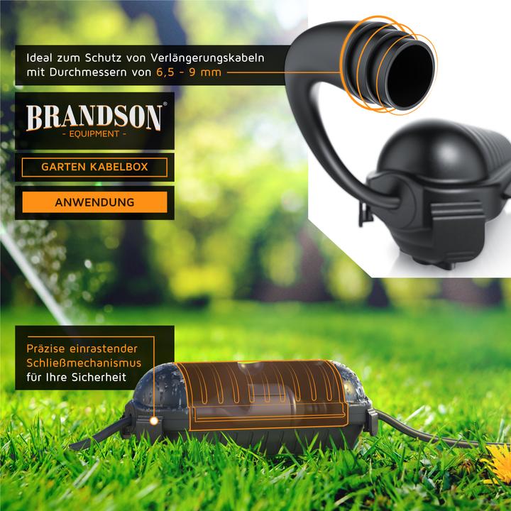 Immagine prodotto Bearware 2x Kabelbox outdoor schwarz 210 x 85mm, IP44 Garten Schutzbox wetterbeständig für Verlängerungskabel