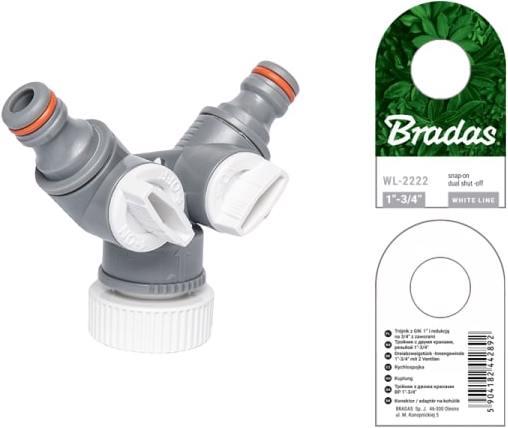 Actual product image Bradas 2-way valve WHITE LINE with tap connection 2,50cm (1") (2 way distributor)