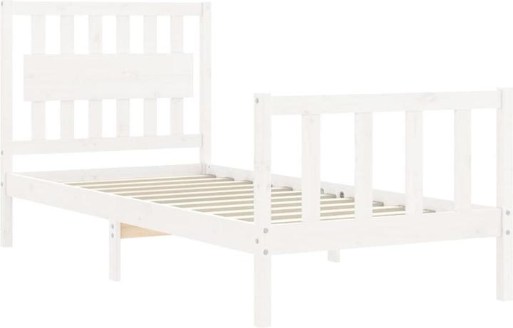 Actual product image VidaXL Massivholzbett mit Kopfteil Weiss 100x200 cm (100 x 200 cm)