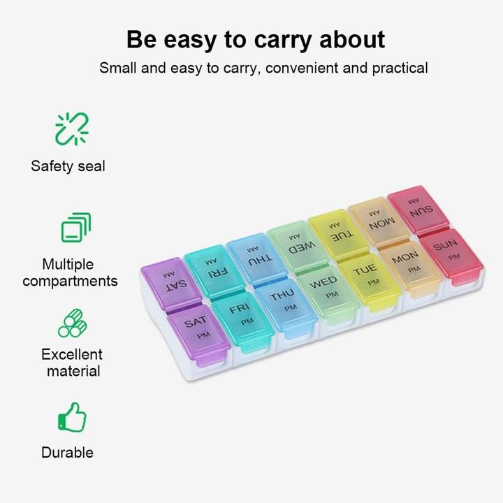 Actual product image Cbx Tablettenbox, Pillenbox 7 Tage - Morgen und Abend Rainbow