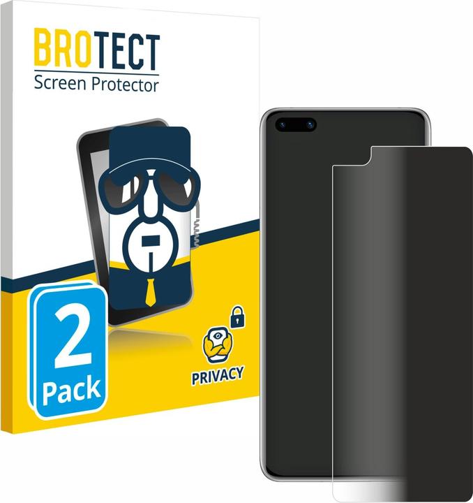 Productafbeelding BROTECT Anti-spionnetje privacyfolie Beschermfolie tegen blauw licht (2 Stuk, Huawei P40)