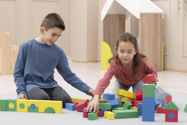 Actual product image Betzold Soft building blocks in bright colors, 68 parts