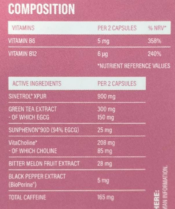 Nutritional values and ingredients Women's Best Burner Capsules (60 Caps) (60 Piece, Capsules, 600 g)