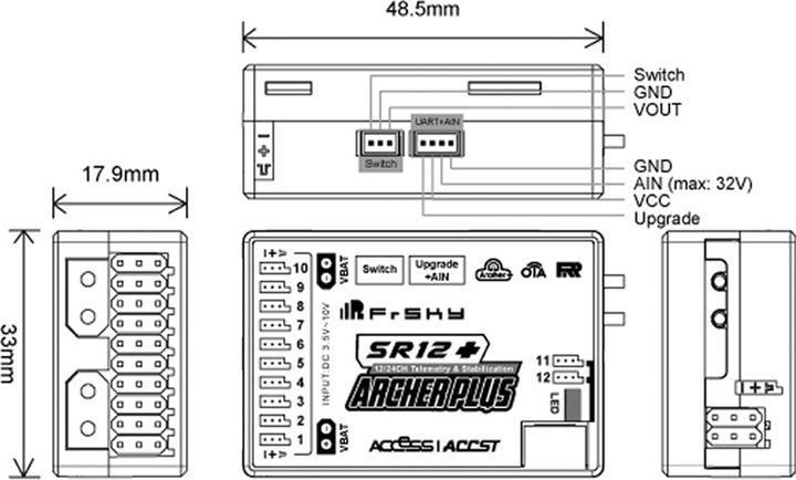 Image du produit FrSky Empfänger Archer Plus SR12+ 2,4Ghz