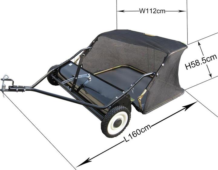 Produktbild Wiltec Rasenkehrmaschine mit 103 cm Kehrbreite Laubsammler 365l Aufsitzmäher