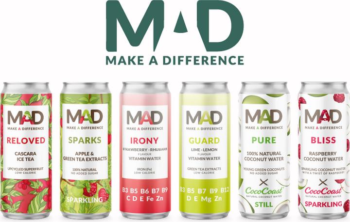 Produktbild MAD IRONY Strawberry & Rhubarb Vitamin Water Kiste (24 x 33 cl)