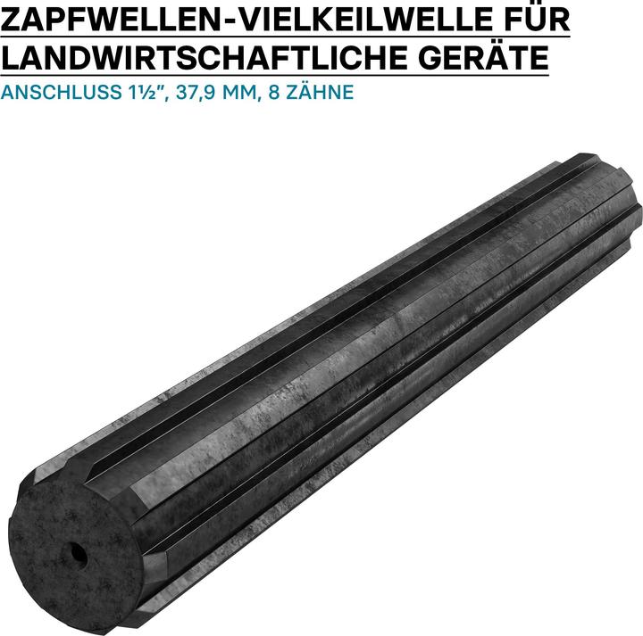 Actual product image Wiltec PTO Spline Shaft GT Type 300mm Multi Spline for PTO Shaft 8-32x38x6 Tractor Attachment (Lawn tractor, Tractor accessories)