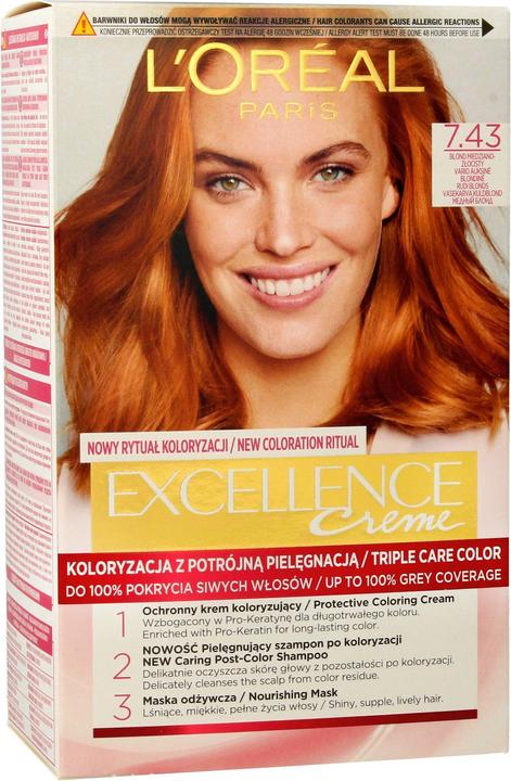 Actual product image L'Oréal Paris L'Oreal Paris Excellence Cream coloring 7.43 copper blonde golden - 0258898 (7.43 Blond Miedziano-Złocisty)