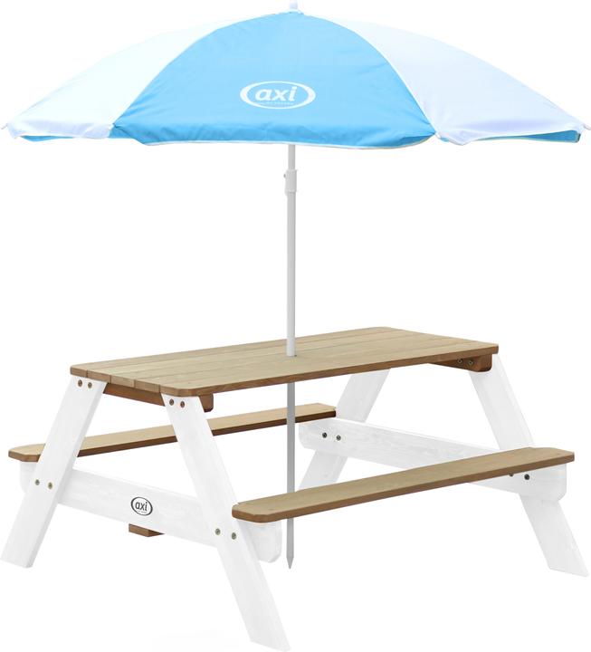 Image du produit Axi Nick Table de pique-nique Marron/Blanc - Parasol Bleu/Blanc
