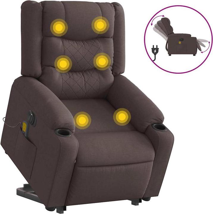 Actual product image VidaXL Electric massage chair with stand-up aid dark brown fabric