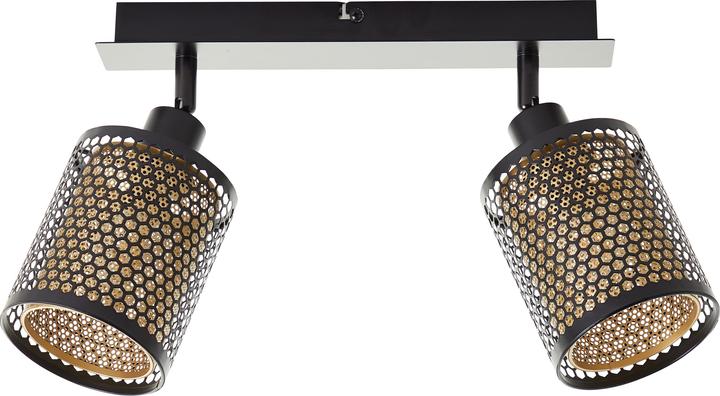 Image du produit Brilliant Cheval Spotbalken 2flg noir or métal 2x D45, E14, 28 W, Geeign (E14)