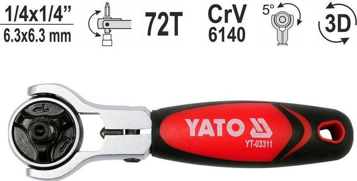 Immagine prodotto Yato yt-03311 Cricchetto, manico rotante in 2 direzioni (1/4")
