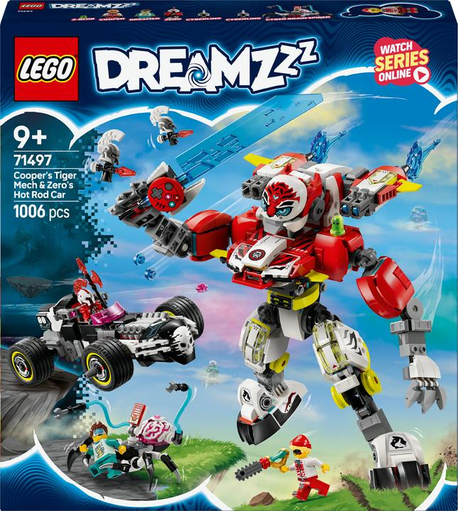Produktbild LEGO Coopers Tiger-Mech und Zeros Hot Rod Auto (71497, LEGO Dreamzzz)