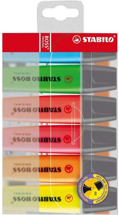 Produktbild STABILO BOSS ORIGINAL Textmarker (Blau, Grün, Pink, Rot, Orange, Gelb, 5 mm, 6 x)