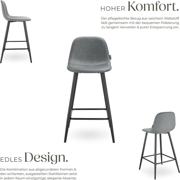 Image du produit tectake chaise de bar Willow avec dossier, rembourrée