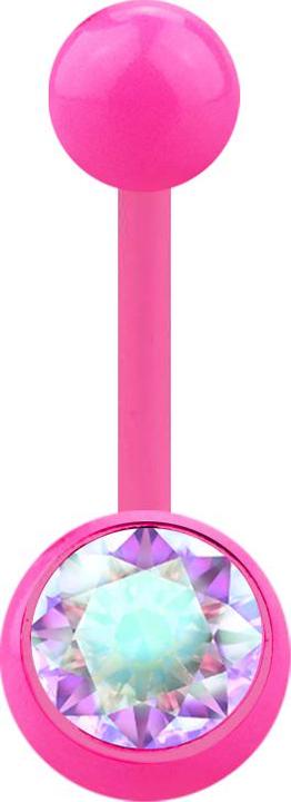 Image du produit Star Piercing Banane rose avec boule et boule de cristal multicolore (Acrylique, sans laiton)