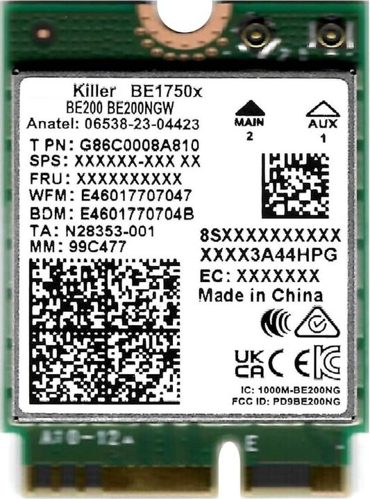 Productafbeelding Intel Killer WI-FI 7 x BE1750 x 2230 BE+BT Geen vPro (M.2 E-sleutel)