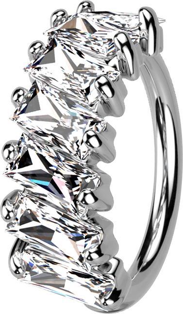 Produktbild Star Piercing Micro Piercing Ring silber Prinzess Kristalle diagonal (Messing)