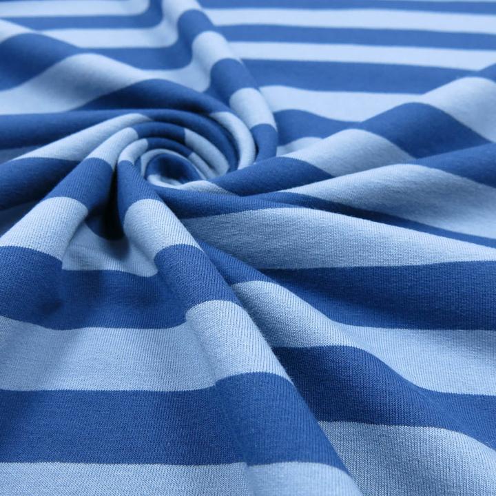 Image du produit Stoffrestposten French Terry - rayures bleues - quantité minimale de vente : 1 mètre