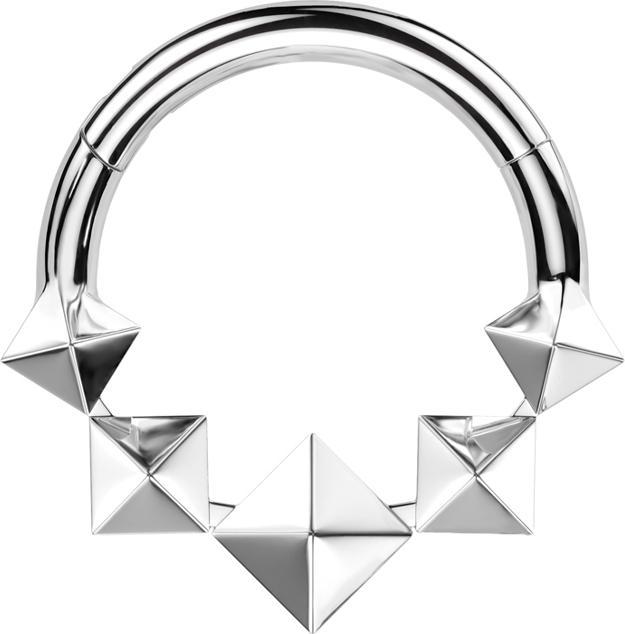 Star Piercing Micro Segmentring klappbar silber fünf 3D Diamanten (ohne Messing, Titan G23)