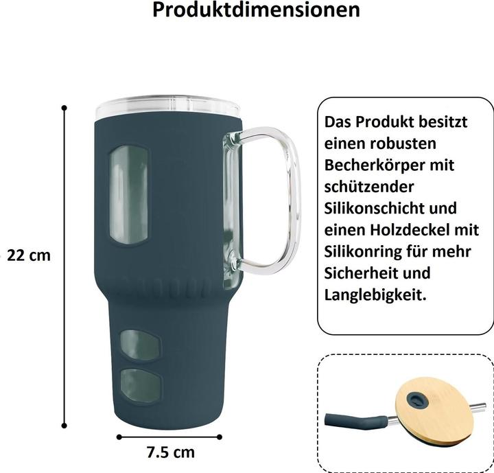 Actual product image Gewürzladen Näfels Glasbecher mit Strohhalm & Bambusdeckel (0.96 l)