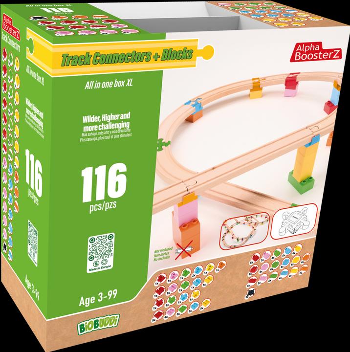 Produktbild Alpha BoosterZ TrackConnectors + Blocks - All in one Block Box XXL ( Bio-Verbinder und Klemmbausteine)