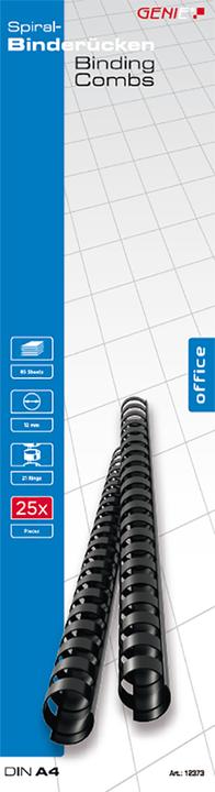 Actual product image Genie 12373 Plastic binder spines (DIN A4 format suitable for all binding devices 12 mm) 25 pieces black
