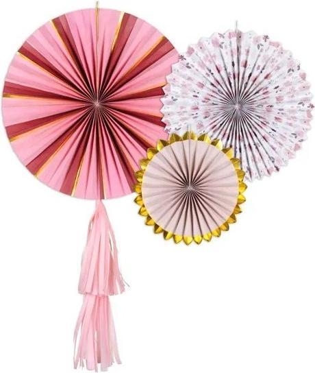 Actual product image Partydeco Decorative Rosettes Flowers, mix, 26-43 cm (1 pkt / 3 pc.)